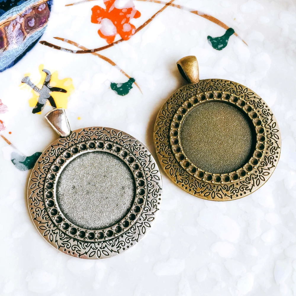 Ожерелье с подвеской античный бронзовый серебристый цвет стеклянные заготовки