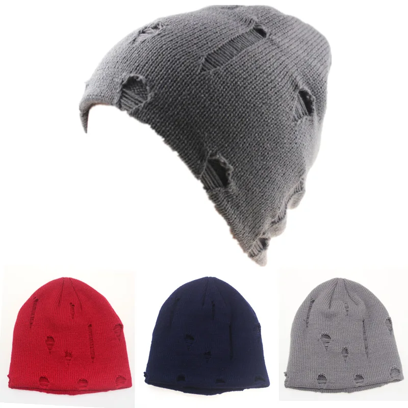 

Autumn winter New Unisex Hole knitted hat Female fashion warm Street hip hop Skullies Beanies Men Leisure hedging cap Z190