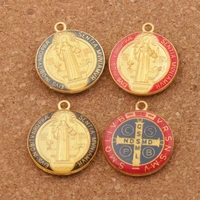 enamel saint benedict medal cross crucifix smqlivb beads 30pcs 23 2x27mm 3colors pendants jewelry diy l1669
