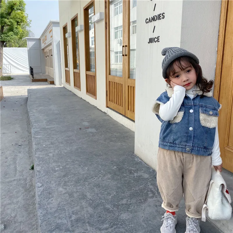 Зимнее Новое поступление корейский стиль хлопковый джинсовый утепленный жилет с