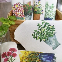cotton and linen cloth hand printing and dyeing decorative painting dining mat potted flower