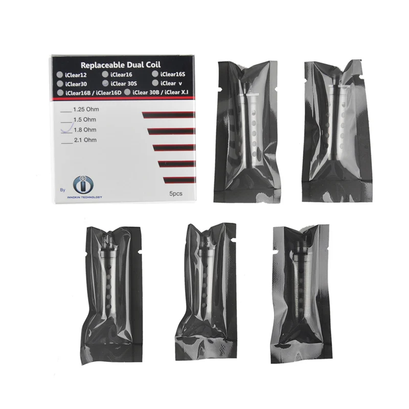 

5 шт., атомизирующий сердечник Innokin Iclear 30S, двойная катушка, Нижняя конструкция 1,5, 1,8 Ом, стальная баранина, резиновый материал, запечатанный о...