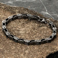 bracelet mens vintage oxidized stainless steel jewelry byzantine curb cuban link chain punk wholesale bracelets christmas gifts