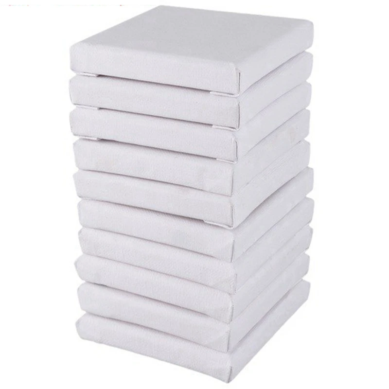 

10Pcs/Set 15cm White Blank Art Boards Mini Stretched Artist Canvas Art Board Acrylic Oil Paint Wood+Cotton for Artwork Painting
