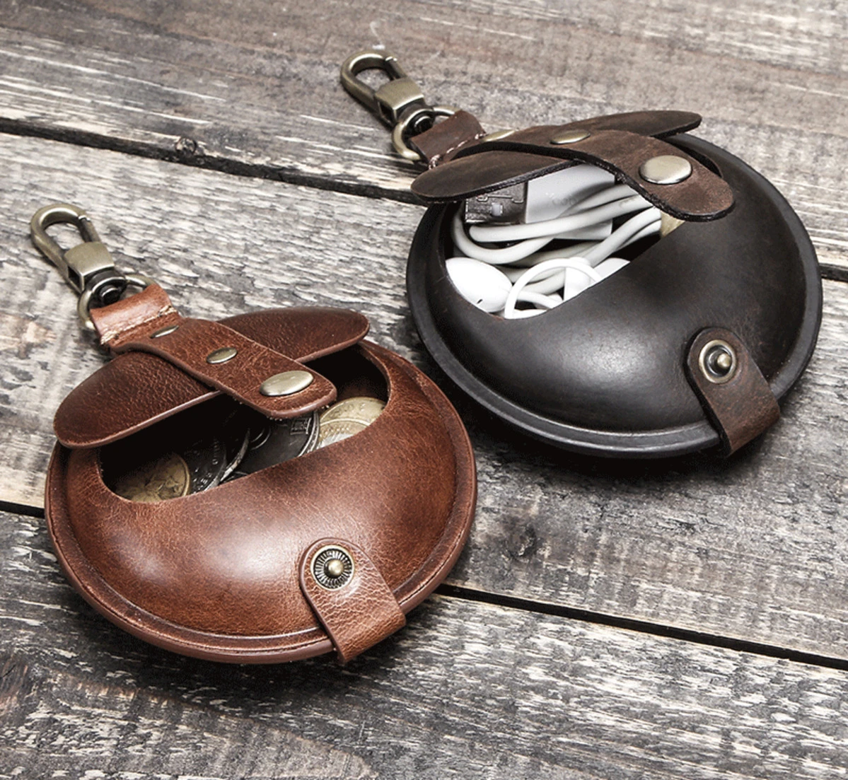 Чехол для гарнитуры с застежкой на крючок удобный набор оригинальный кожаный