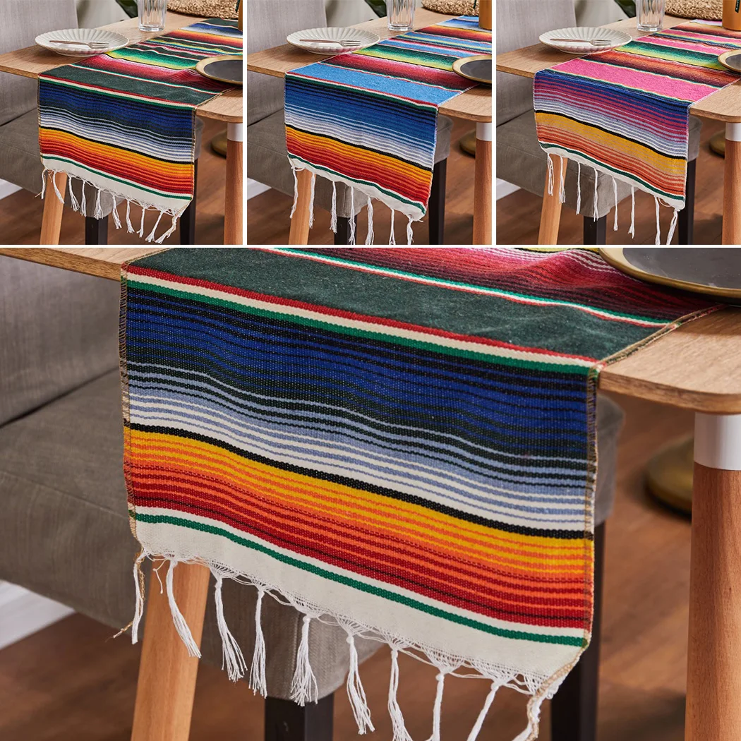 

Table Runner Tablecloth Cotton Vibrant colors Festive atmosphere 35*213cm