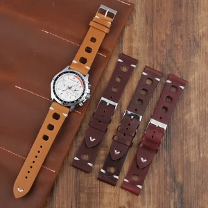 Ремешок из натуральной кожи для мужских часов, сменный винтажный браслет для наручных часов, 18 мм 20 мм 22 мм 24 мм