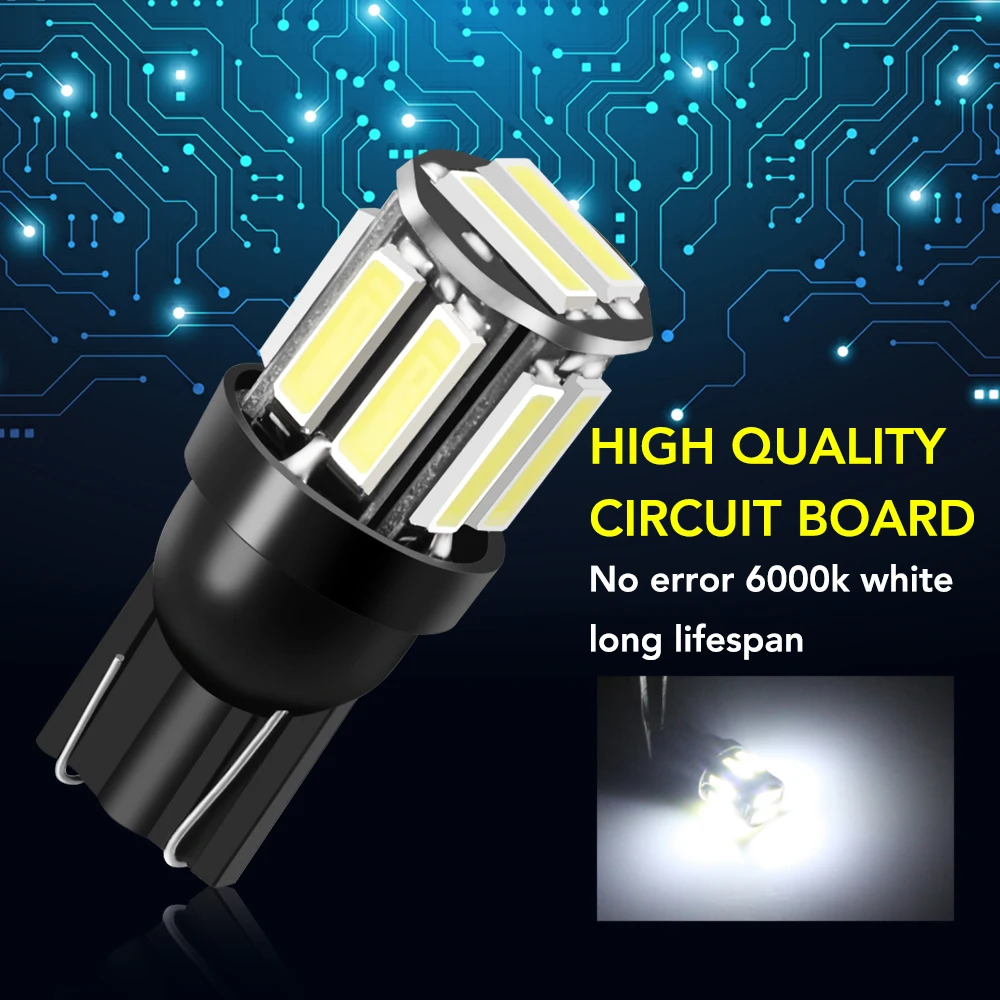 Автомобильный светодиодный внутренний фонарь T10 LED W5W 194 168 10 7020 SMD для jeep renegade wrangler