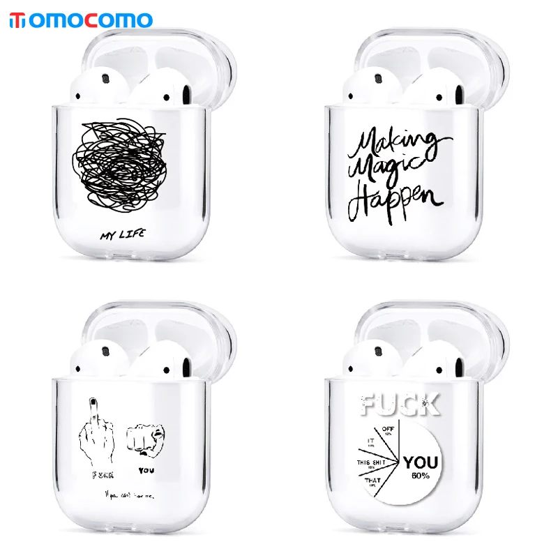 Прозрачный защитный жесткий чехол для беспроводных наушников iPhone AirPods 1 2 Pro