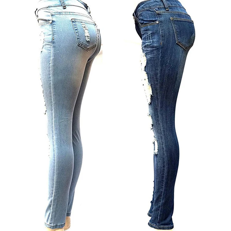 

S-XXL Women's Skinny Hole Ripped Jeans New Fashion Women Baggar Pants Boyfriend Denim Biker Jeans Female Pencil Pants Softener