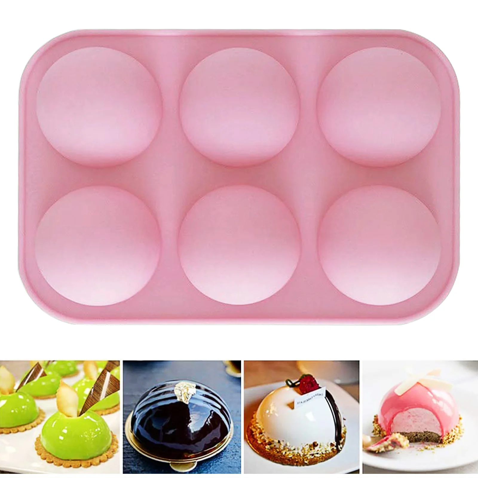 

Silicone Cake Mold 6-Cavity Semi Sphere Baking Mould DIY Ice Tray for Chocolate Jelly Incense Candle Soap kitchen Tools