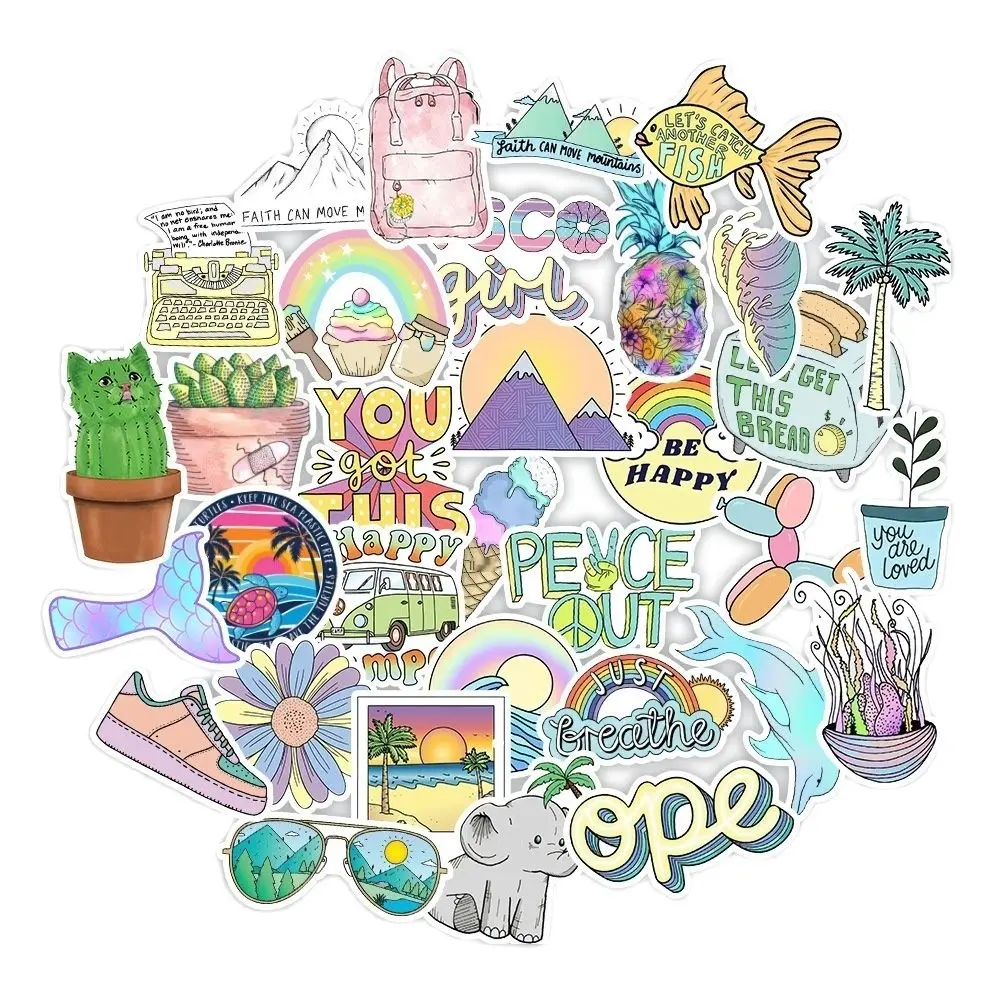 

50pcs happy graffiti Stickers Laptop Skateboards Luggage Motorcycles Phone Children's Toy Waterproof Sticker Classic Decal diy