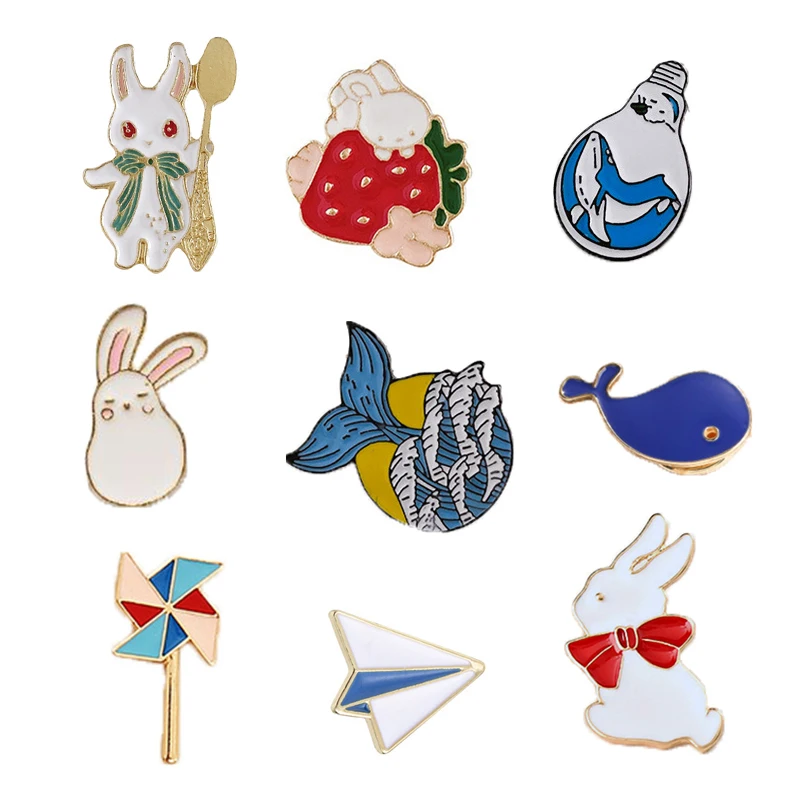 

Cartoon Enamel Pin Cute Bunny Panda Heart Brooch Bag Clothes Lapel Pin Metal Badge Brooches for Kids Women Men Gift Jewelry