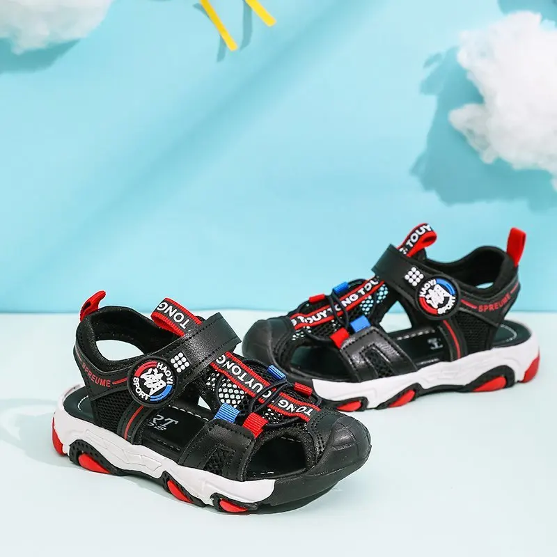 

Сандалии для мальчиков, мягкие дышащие пляжные босоножки на толстой подошве, удобная сетчатая обувь, для больших детей, лето