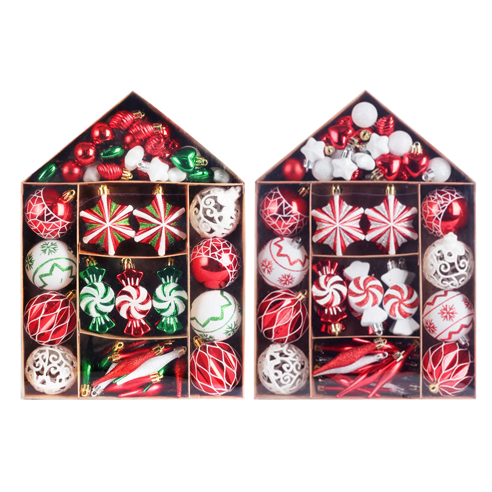 

73 шт., набор украшений в виде рождественских шаров, набор противоударных рождественских шаров, подаропосылка для украшения рождественской ...