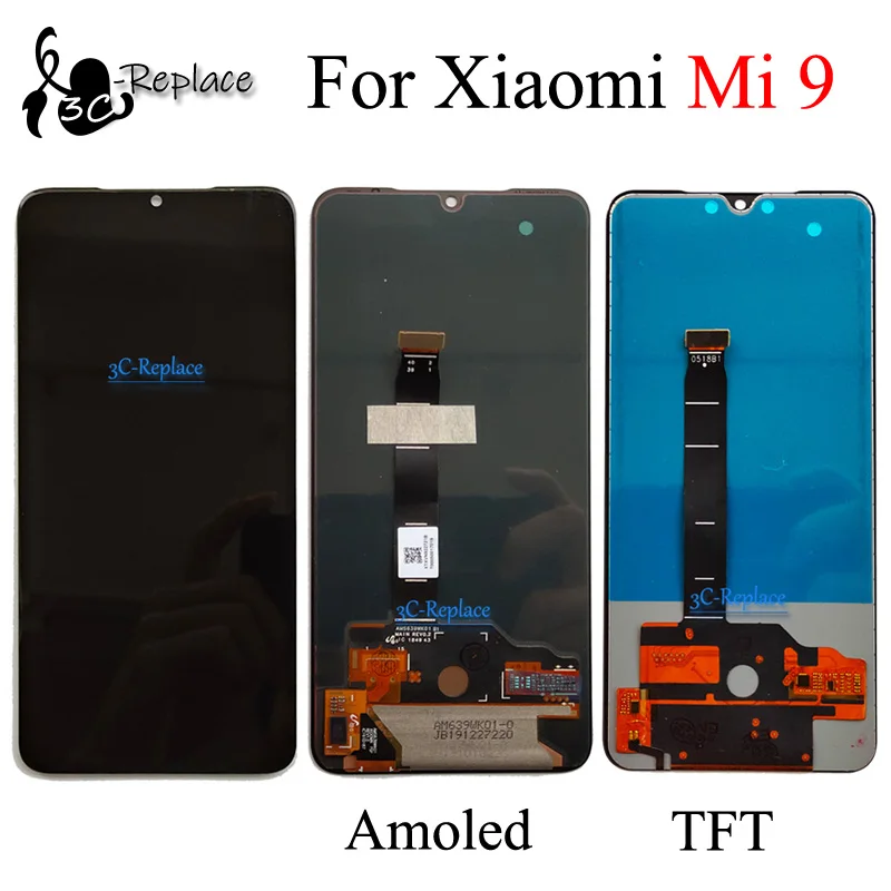 Оригинальный Super AMOLED / TFT черный 6 4 дюймов для Xiaomi Mi 9 Mi9 Глобальный ЖК дисплей