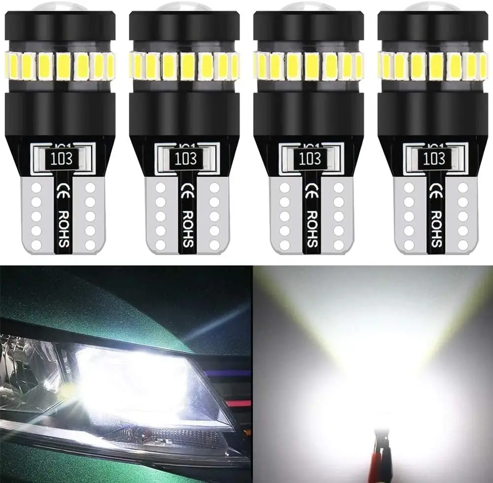 

T10 W5W 194 Canbus LED Light with Projector 10V-30V for 2825 168 921 base License Plate Lamp Interior Bulb Yellow / Red / Yellow