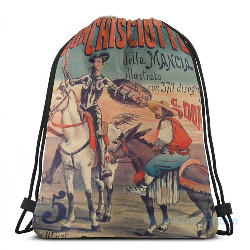 Смешная графическая печать обложки книги Don Quixote Sancho Panza USB-зарядный рюкзак для мужчин, школьных сумок для женщин, путешественников и ноутбуков.