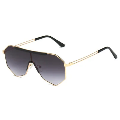 

Polygonal Sunglasses For Men And Women Metal Frame Conjoined Sunglasses Couple Personality Europe and America 2021 New Style