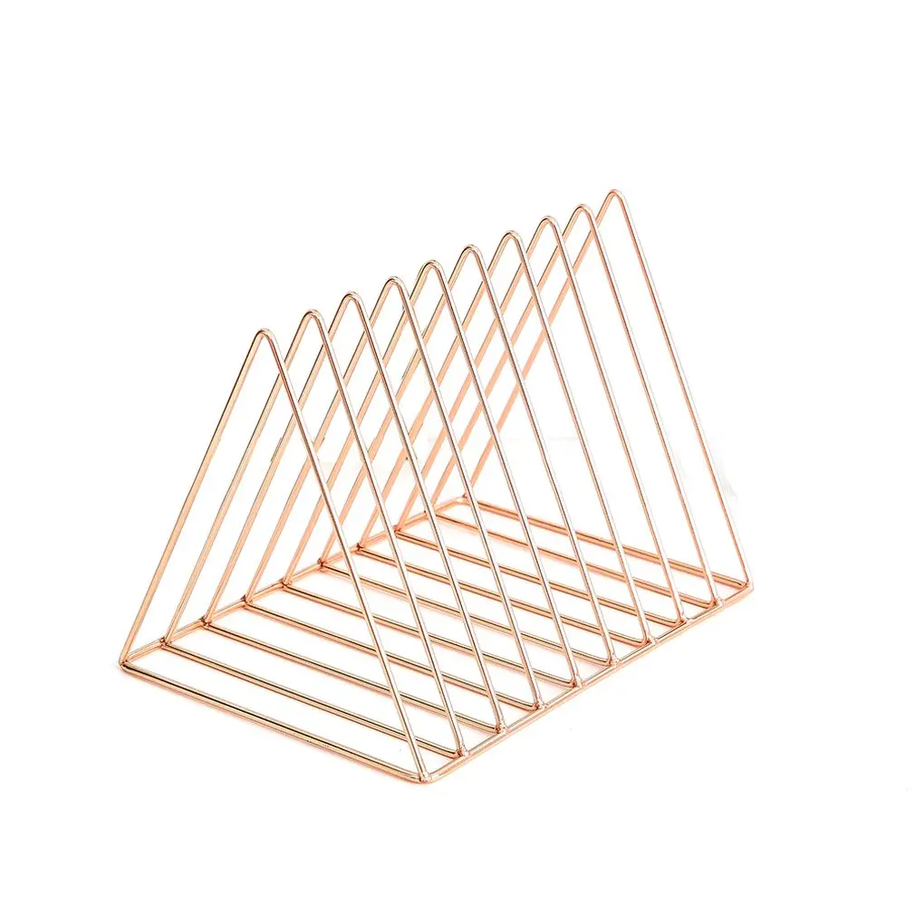 

Nordic triangle simple wrought iron desktop storage rack shelf file magazine Bookend office rack Stationery Organizer Holder