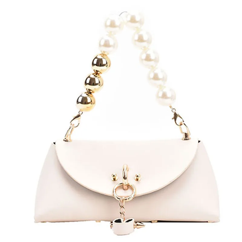 

Luxury Ladies Pearl Mini Tote Bags 2021 Spring New High Quality PU Leather Women's Designer Handbag Chain Shoulder Messenger Bag