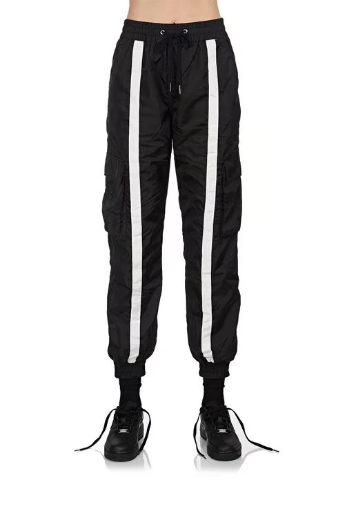 Джоггеры с высокой талией полосатые брюки черные модные женские повседневные