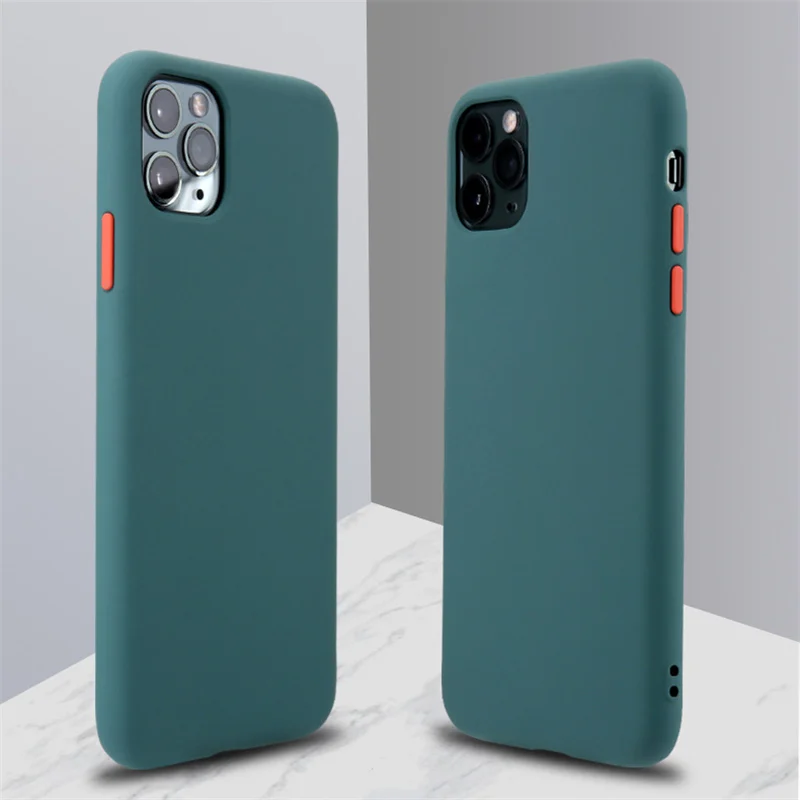 

Liquid silicone Phone Case for iphone 11 11Pro 12 12Pro Max X XR XS Max SE2020 7 8 Plus Hit color button soft silicone case