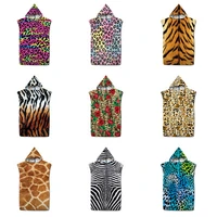 fashion leopard pattern microfiber beach poncho towel outdoor sport wetsuit changing robes quick drying bath hooded towels