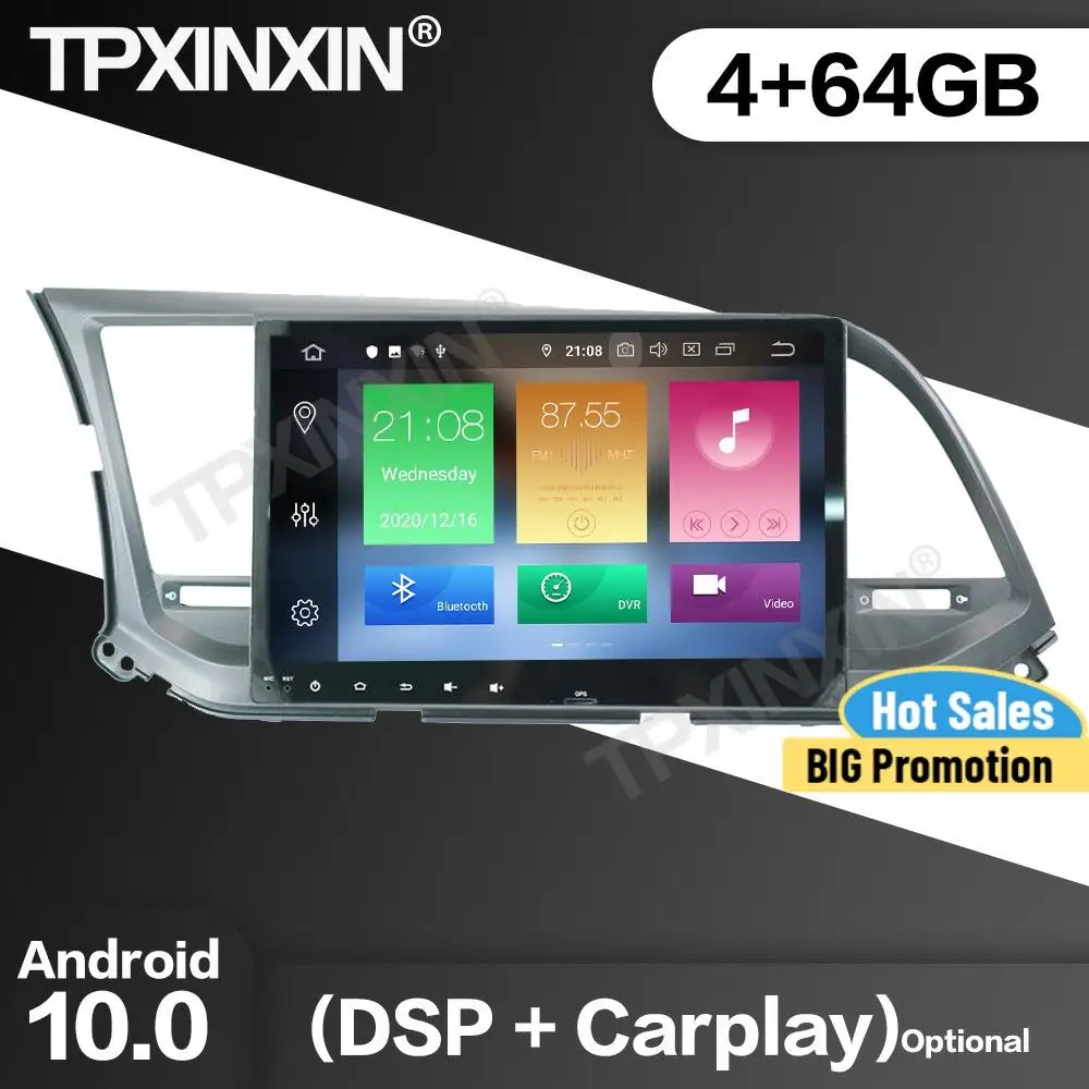 

4 + 64G автомобильный радиоприемник 2 Din стерео приемника Android10 для Hyundai Elantra 2016 2017 2018 GPS NAVI мультимедийный плеер Регистраторы головное устройств...