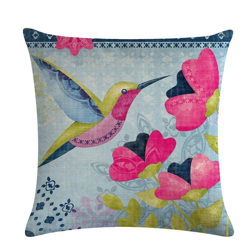 Butterfly Flower Bird Spring Pattern Pillow Cover Cushions For Sofa Oil Painting Pillowcase Case On The Art Throw Pillows | Дом и сад