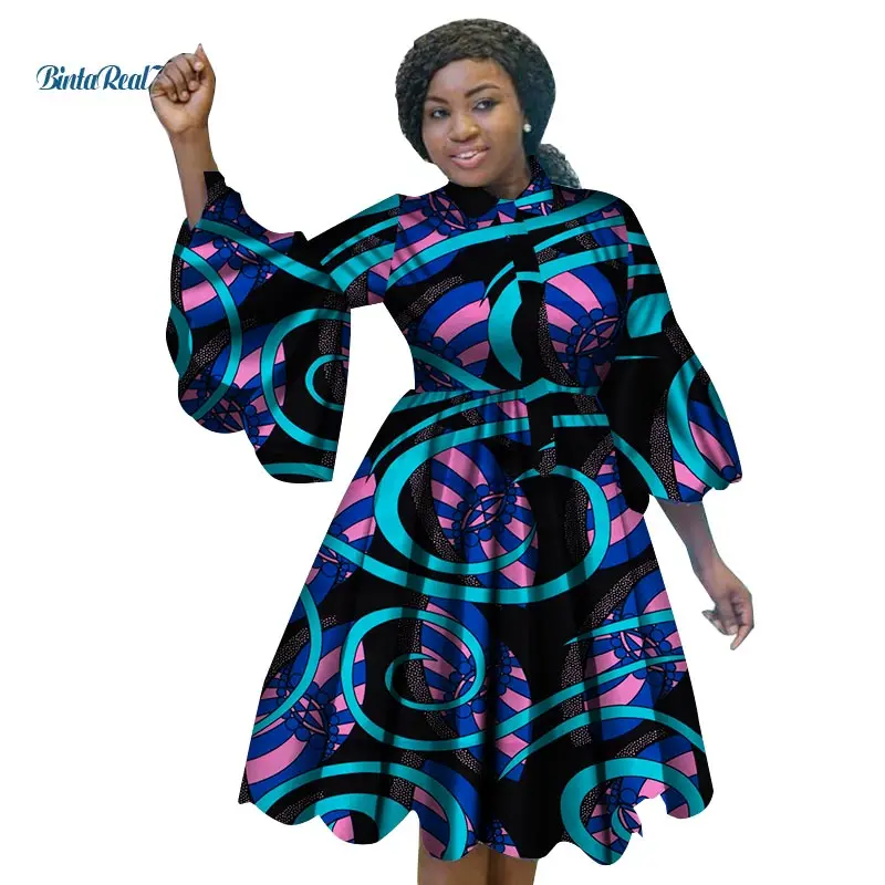 Модные платья с Африканским принтом для женщин базин богатый прекрасное красное