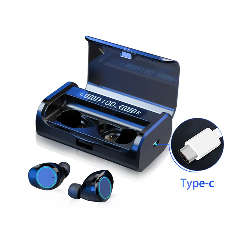 LYMOC двойной светодиодный дисплей беспроводные наушники Bluetooth 5,0 гарнитуры TWS наушники стерео микрофон громкой связи зарядное устройство для IPhone samsung - Цвет: Black