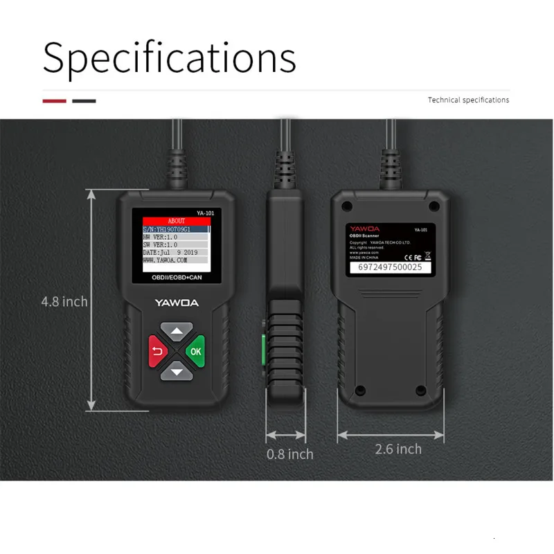 Launch YA-101 полный OBD2 сканер launch Creader профессиональный считыватель кода двигателя 101