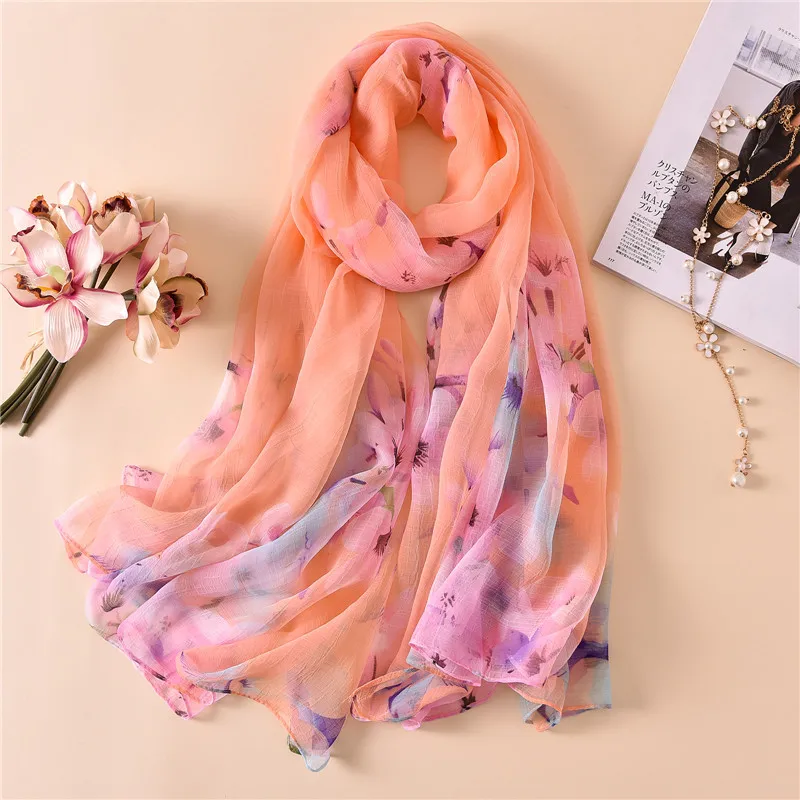 

2021 Zomer Vrouwen Zijden Sjaal Mode Print Grote Maat Sjaals En Wraps Lady Pashmina Foulard Hijaabs Bandana