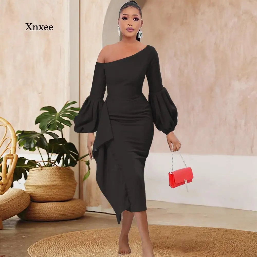 

Платье-карандаш с открытыми плечами вечерние рукавами-фонариками