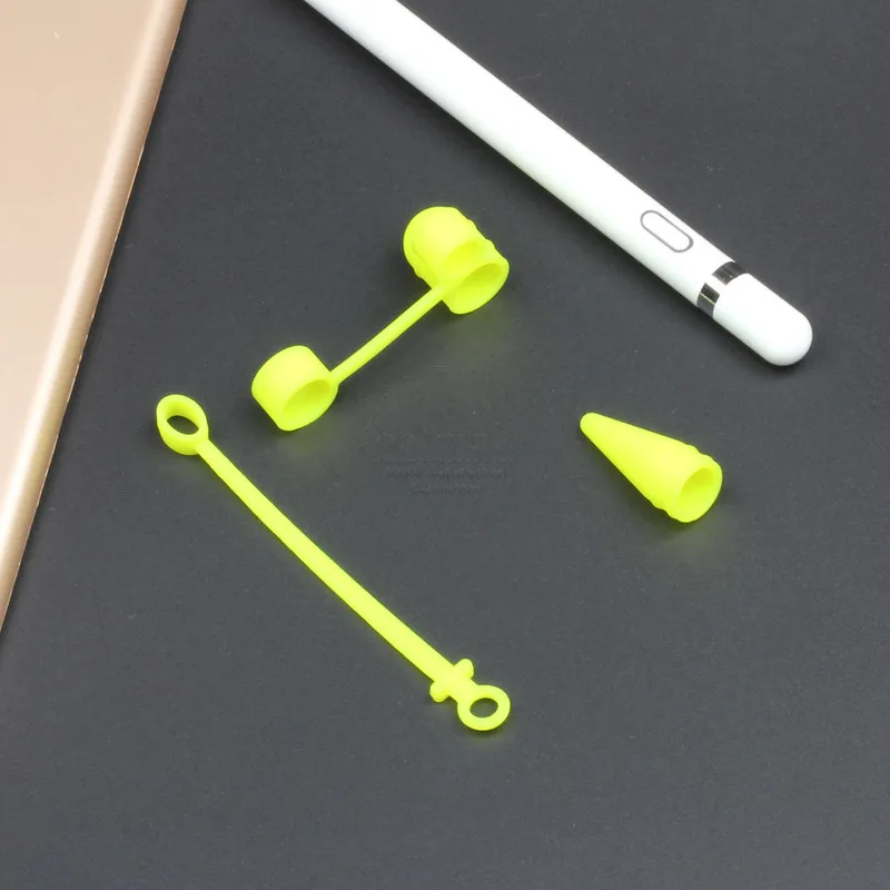 Армейский зеленый Мягкий силиконовый чехол-держатель для Apple Pencil cap с адаптером для кабеля, ремешок против потери для iPad, чехол-карандаш для планшета, набор для сенсорных ручек - Цвета: Армейский зеленый