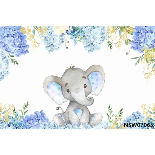 Laeacco Elephant Flowers Wooden Boards Wall Scene Baby Children Photography Backgrounds Photographic Backdrops For Photo Studio - Color: NSW07065