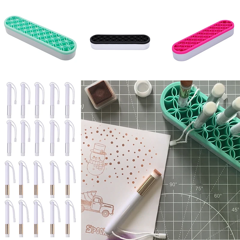 

Mini Blending Brush and Holder Rack Set DIY Scrapbooking Ink Stamp Cards Painting Craft Project Brushes Hand Tool 2021 New