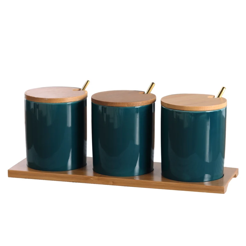 Темно зеленая сахарница домашний кухонный набор керамическая плитка банки с