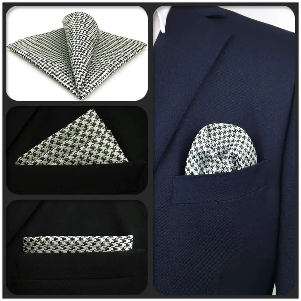 JH20 клетчатый узор белый черный Hanky Acceossories мужской Карманный квадратный Модный