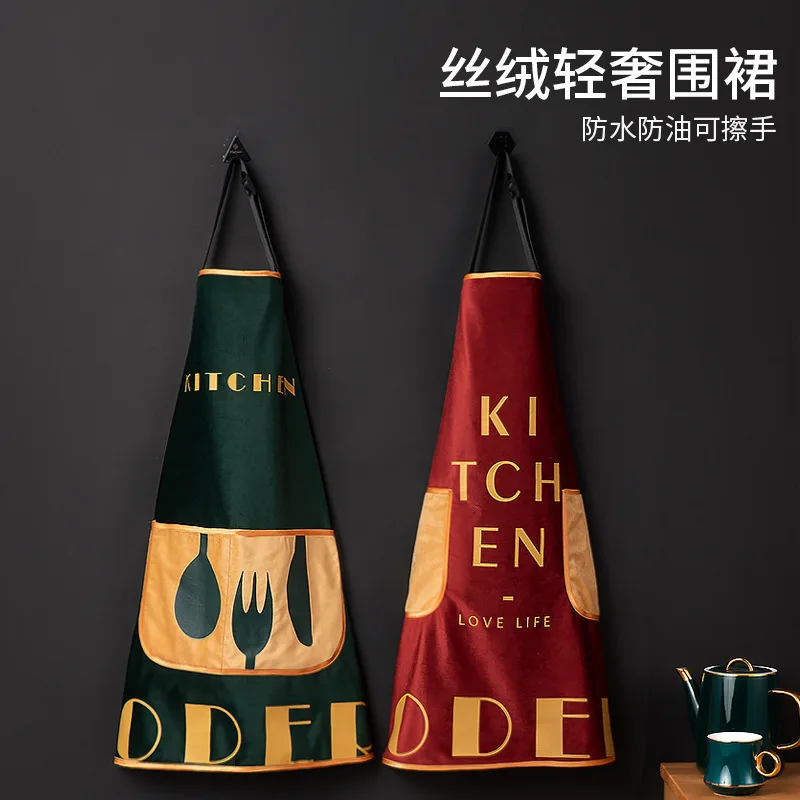 

Kitchen Apron Household Fashion Hanging Neck Restaurant Overalls Waterproof Oil-proof Overalls for Adult Simple Cute Waist Skirt