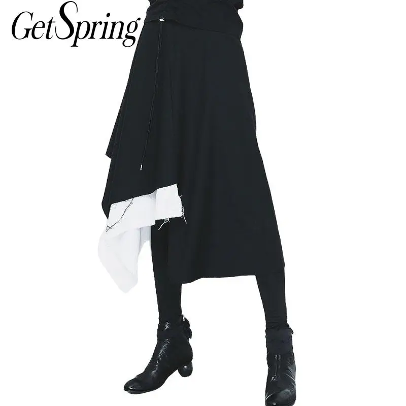 GETSRING Женская юбка с высокой талией ассиметричные юбки Лоскутная длинная летние