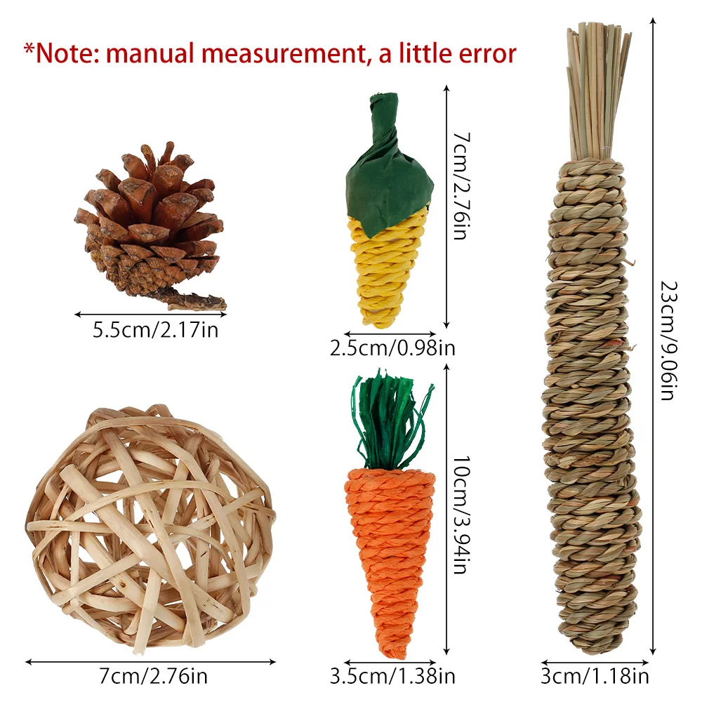 

9PCS Hamster Chew Toy Set Natural Material Rabbit Guinea Pig Playing Toys Teeth Care Molar Small Animals Toys Kit
