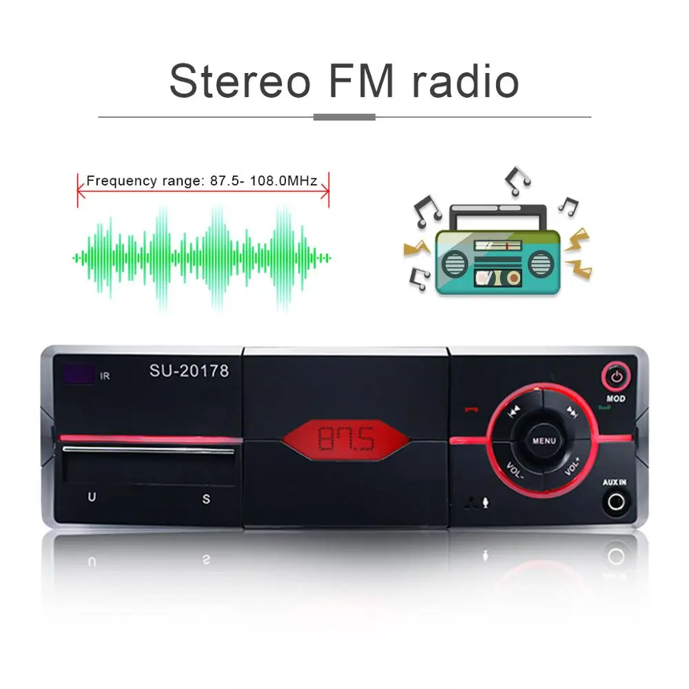 Авторадио автомобильное радио 12 в Bluetooth V2.0 20178 стерео тире 1 Din FM Aux вход приемник SD