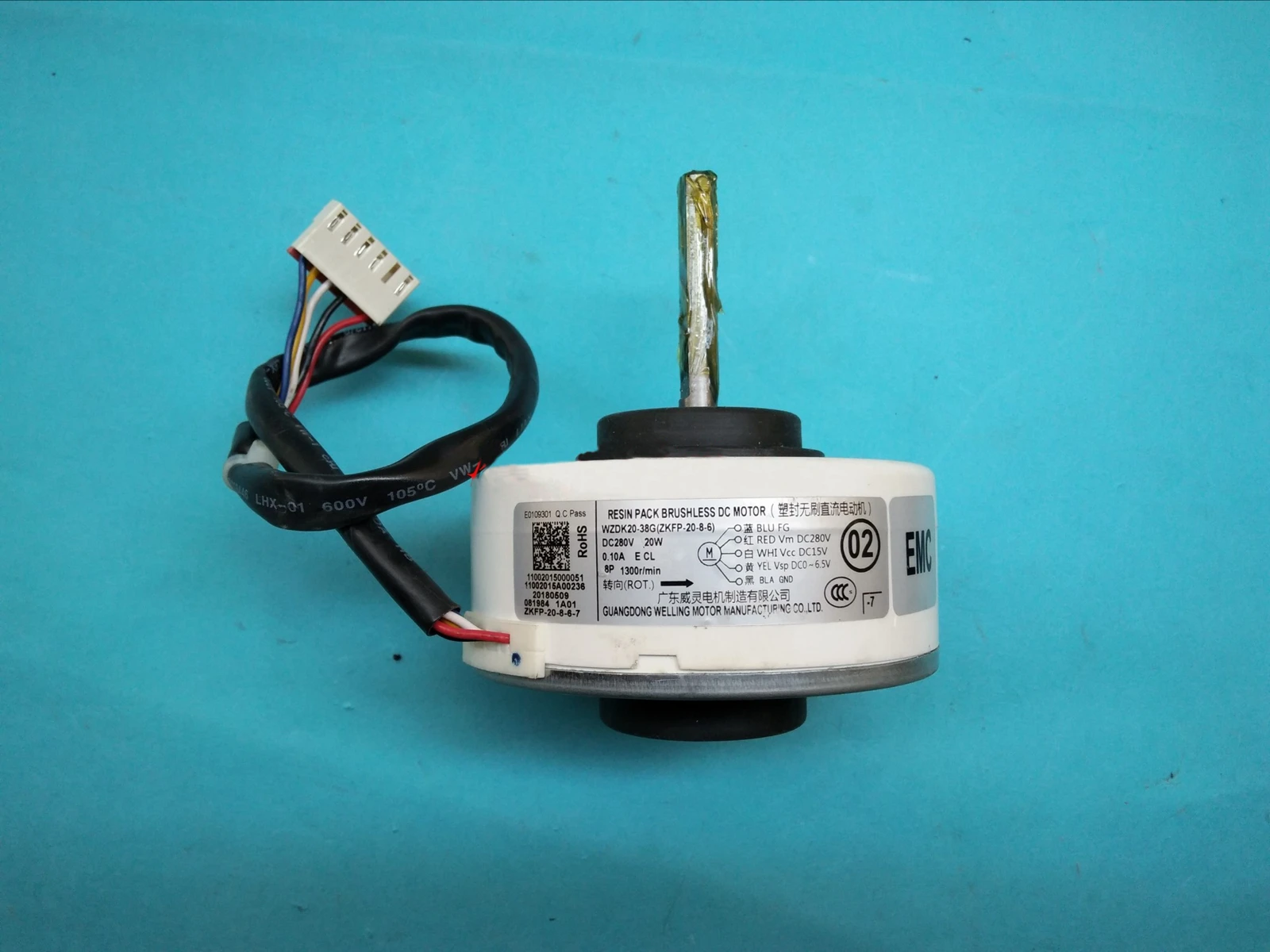 

For Media Air Conditioning DC Fan Motor 20W WZDK20-38G(ZKFP-20-8-6) Brushless Motor Air conditioner Repair Parts