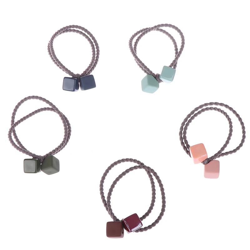 

2021 NEW 1PCS Cute Rubber Color Hair Rope Square Hair Ring Head Rope Tie Hair Rubber Band Simple Hair Accessories Baby Headwear