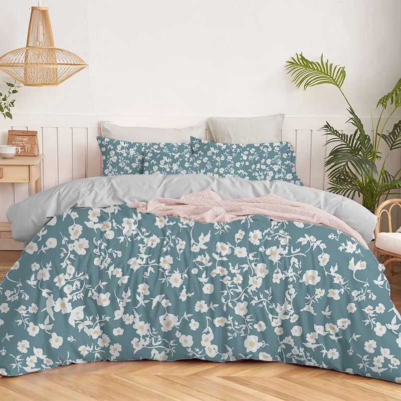 

oentyo Spring Bedding Set Summer Flower Duvet Cover Pastoral Style Peaches Home Textiles Daisy Bedclothes Woman