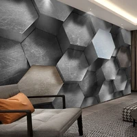 3d stereoscopic gray cement wall paper mural modern abstract art hexagon geometric photo wallpaper for living room bedroom decor