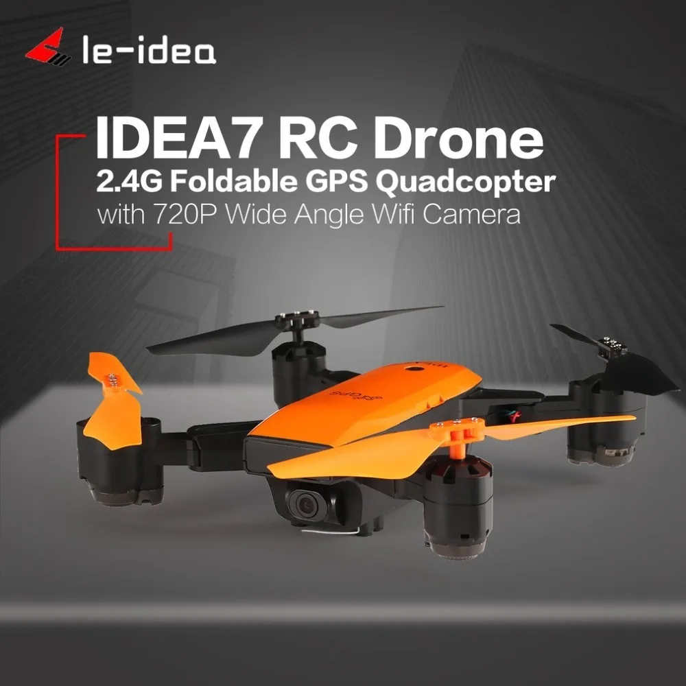 Le-idea IDEA7 2,4G RC Дрон складной Квадрокоптер с 720P широкоугольной Wi-Fi камерой gps удержание высоты Безголовый возврат одной кнопкой