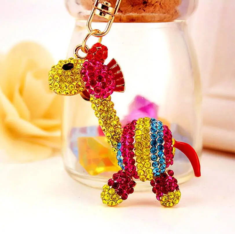 

Alloy Colorful Stripes Crystal Horse Keychain Animal Rhinestone Shape Keychain Key Chain Wholesale Best Gift For Friend